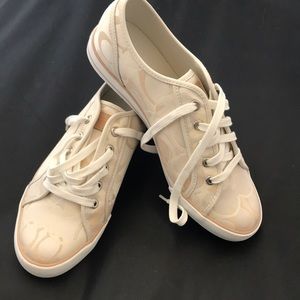 Coach sneakers white tan cream New